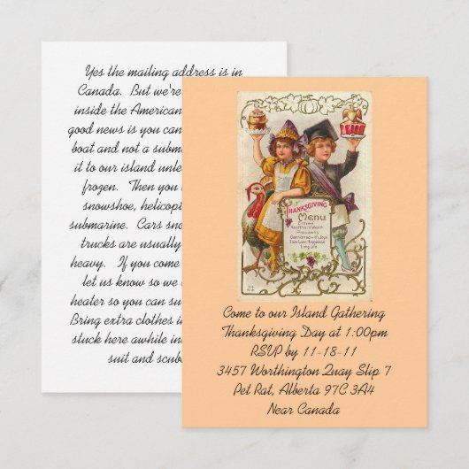 Thanksgiving Uitnodiging Sjabloon Vintage (Voorkant / Achterkant)