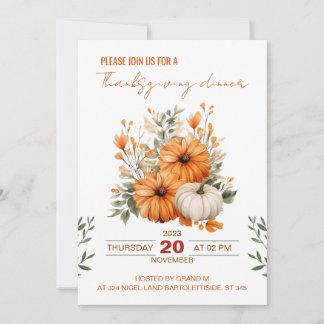 Thanksgiving Uitnodiging, Thanksgiving Diner Kaart