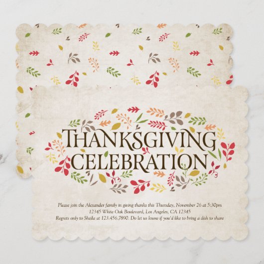 Thanksgiving - Uitnodiging tot het vieren van de o (Voorkant / Achterkant)