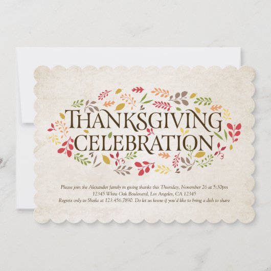 Thanksgiving - Uitnodiging tot het vieren van de o (Voorkant)