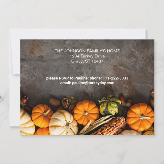 Thanksgiving Uitnodiging tot inwendige pompoen (Achterkant)