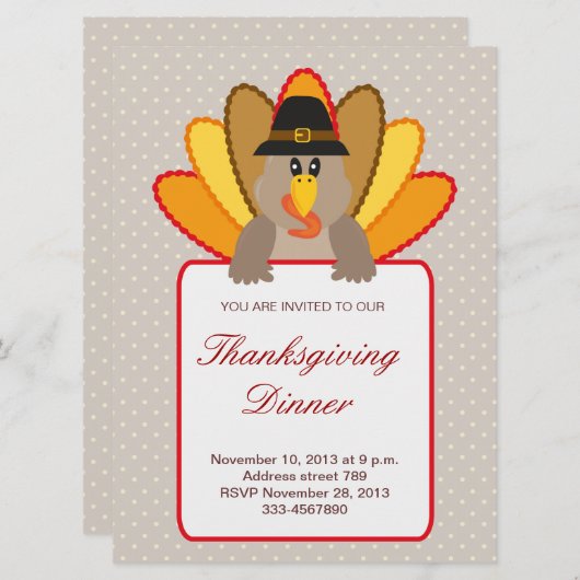 Thanksgiving uitnodiging Turkije (Voorkant / Achterkant)