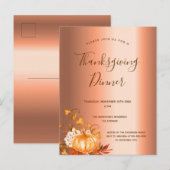 Thanksgiving uitnodiging voor pumpkin koperen  (Voorkant / Achterkant)