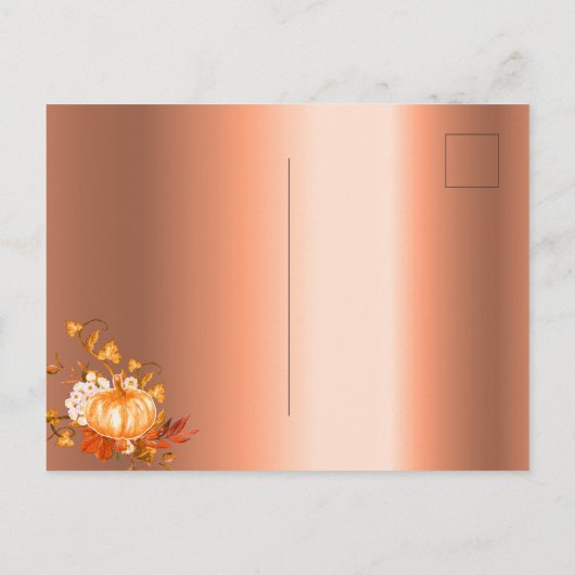 Thanksgiving uitnodiging voor pumpkin koperen  (Achterkant)