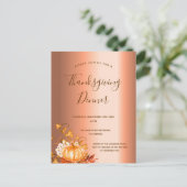 Thanksgiving uitnodiging voor pumpkin koperen  (Staand voorkant)
