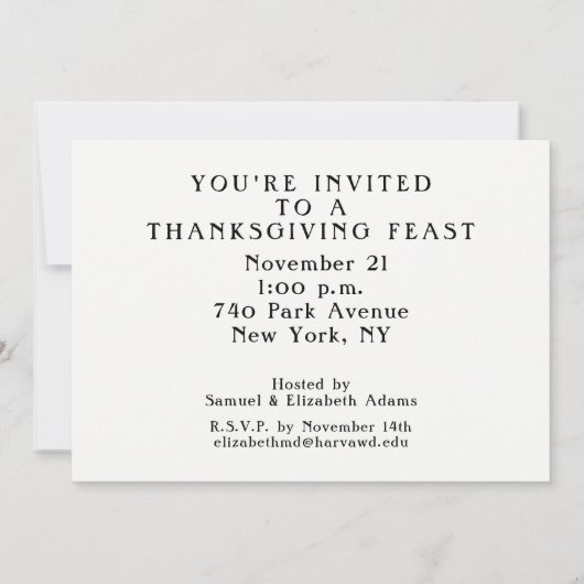 Thanksgiving Uitnodigingen (Achterkant)