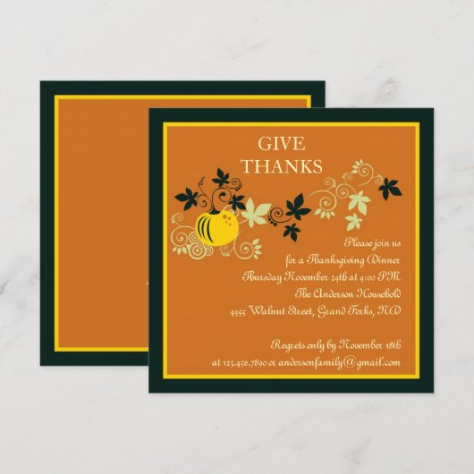 Thanksgiving uitnodigingen tot het indienen van oo (Voorkant / Achterkant)