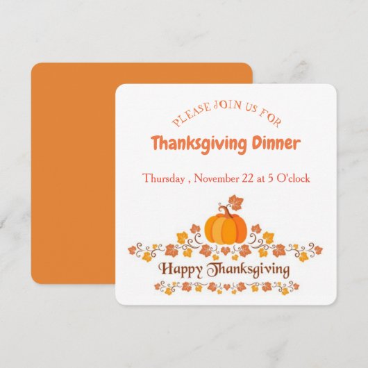 Thanksgiving uitnodigingskaart kaart (Voorkant / Achterkant)