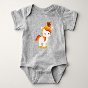 Thanksgiving Unicorn, Cute Unicorn, Feathers Romper