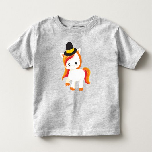 Thanksgiving Unicorn, Cute Unicorn, Pilgrim Pet Kinder Shirts (Voorkant)