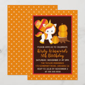 Thanksgiving Unicorn Pumpkin Birthday Kaart (Voorkant / Achterkant)