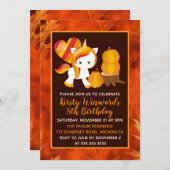 Thanksgiving Unicorn Pumpkin Birthday Kaart (Voorkant / Achterkant)