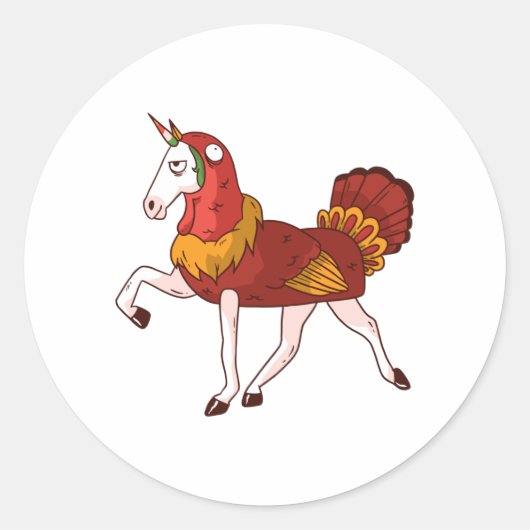 Thanksgiving Unicorn Turkey Outfit Gift Ronde Sticker (Voorkant)