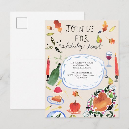 Thanksgiving Vakantie Diner Uitnodiging (Voorkant / Achterkant)