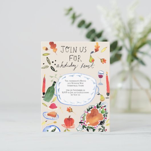 Thanksgiving Vakantie Diner Uitnodiging (Staand voorkant)