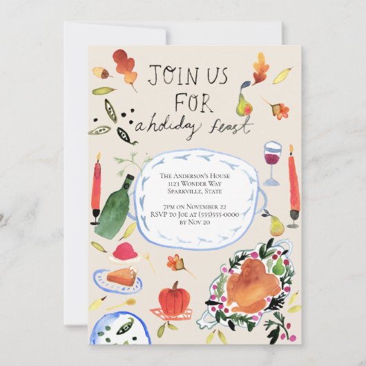 Thanksgiving Vakantie Diner Uitnodiging (Voorkant)