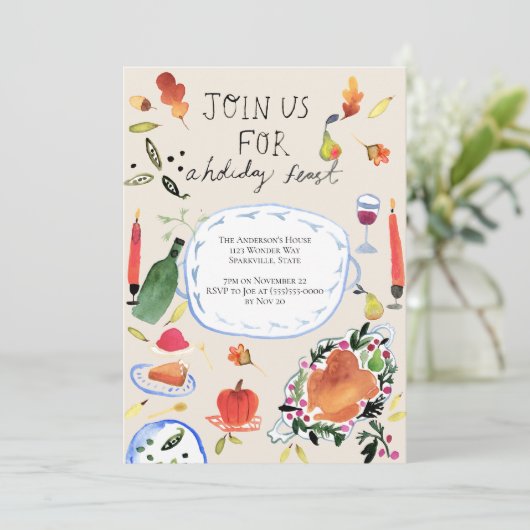 Thanksgiving Vakantie Diner Uitnodiging (Staand voorkant)