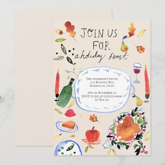 Thanksgiving Vakantie Diner Uitnodiging (Voorkant / Achterkant)