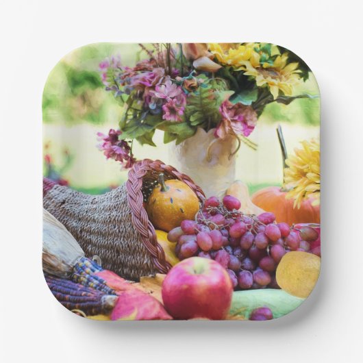 Thanksgiving Vakantie Herfst Oogst Tafel Papieren Bordje (Voorkant)