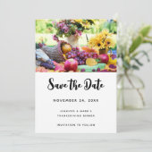 Thanksgiving Vakantie Herfst Oogst Tafel Save The Date (Staand voorkant)