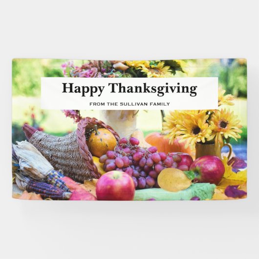 Thanksgiving Vakantie Herfst Oogst Tafel Spandoek (Horizontaal)