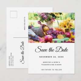 Thanksgiving Vakantie Oogst Tafel Save the Date Uitnodiging Briefkaart