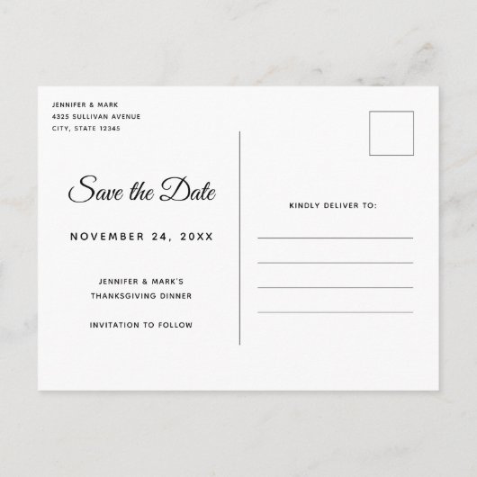Thanksgiving Vakantie Oogst Tafel Save the Date Uitnodiging Briefkaart (Achterkant)