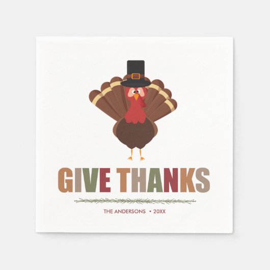 Thanksgiving Vakantie Turkije Geef Bedankt Servet (Voorkant)
