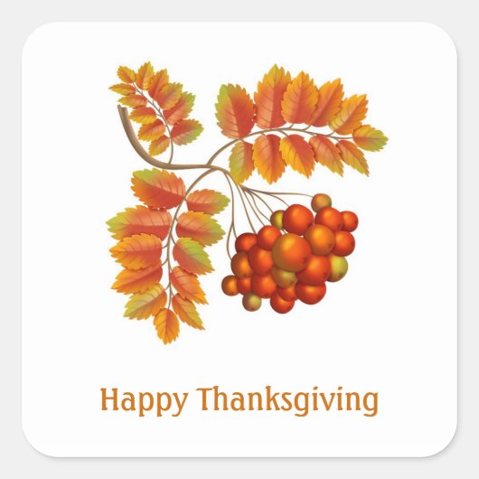 Thanksgiving Valsbladeren en bessen Teken Vierkante Sticker (Voorkant)