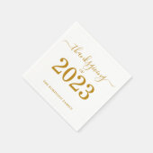 Thanksgiving van 2023 Gold Script gepersonaliseerd Servet (Hoek)
