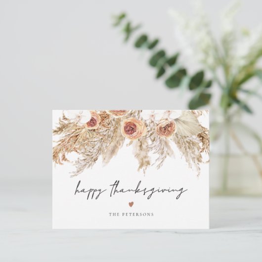THANKSGIVING van CIERA Boho Terracotta Pampas Briefkaart (Staand voorkant)