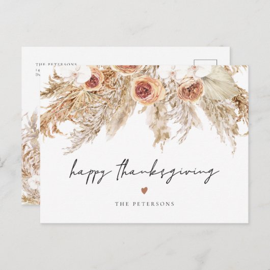 THANKSGIVING van CIERA Boho Terracotta Pampas Briefkaart (Voorkant / Achterkant)