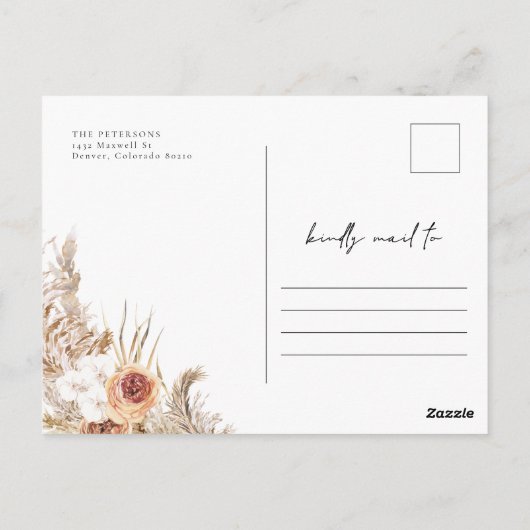 THANKSGIVING van CIERA Boho Terracotta Pampas Briefkaart (Achterkant)