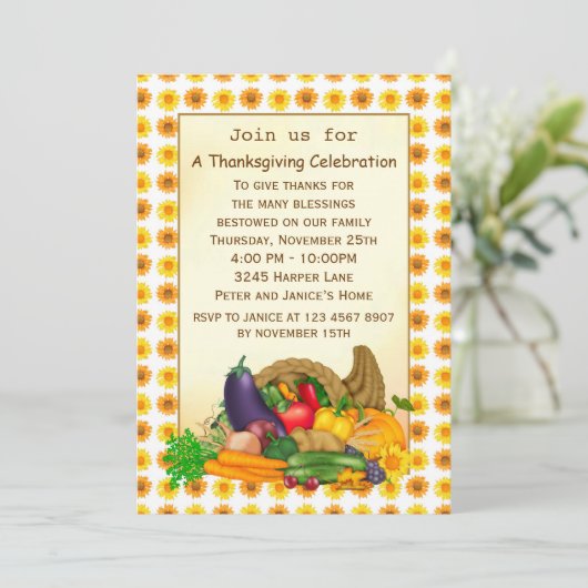 Thanksgiving van Cornucopia Kaart (Staand voorkant)