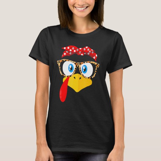Thanksgiving van de drukbril van het blad Face Leo T-shirt (Voorkant)