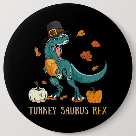 Thanksgiving van de Funny van de Turkse Saurus Re Ronde Button 6,0 Cm (Voorkant)