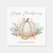 Thanksgiving van de kustHerfst Pumpkin Seashells Servet (Voorkant)