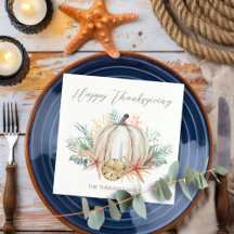 Thanksgiving van de kustHerfst Pumpkin Seashells