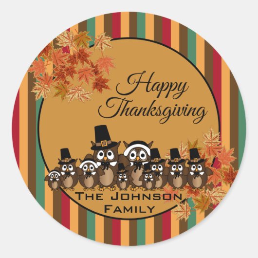 Thanksgiving van de olijffamilie ronde sticker (Voorkant)