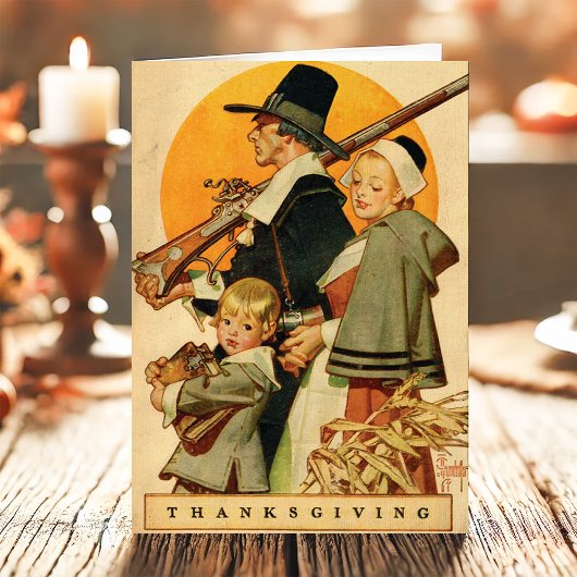 Thanksgiving van de Pilgrim-familie Feestdagen Kaart