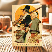  Thanksgiving van de Pilgrim-familie Feestdagen Kaart