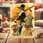  Thanksgiving van de Pilgrim-familie Feestdagen Kaart