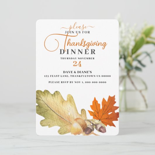 Thanksgiving van eikenhout kaart (Staand voorkant)