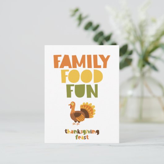 Thanksgiving van familiefilm Turkije Feast Invitat Briefkaart (Staand voorkant)