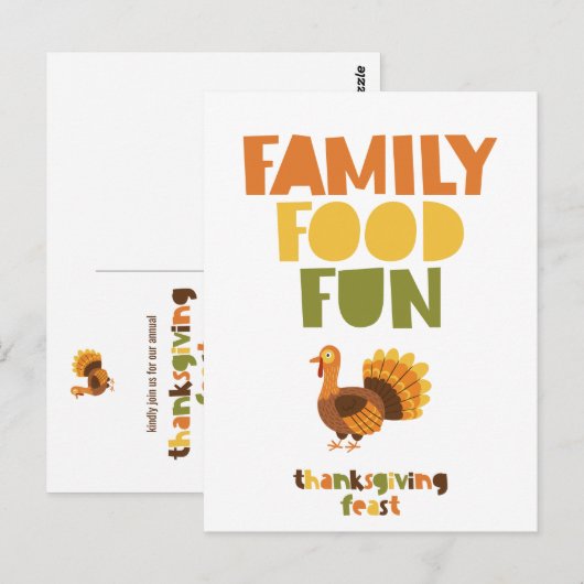 Thanksgiving van familiefilm Turkije Feast Invitat Briefkaart (Voorkant / Achterkant)