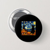 Thanksgiving Van Gogh Starry Night Black Cat Pumpk Ronde Button 5,7 Cm (Voorkant /achterkant)