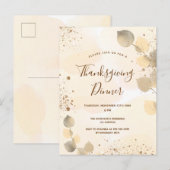 Thanksgiving van gouden eucalyptusbladeren uitnodiging briefkaart (Voorkant / Achterkant)