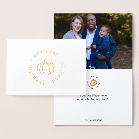 Thanksgiving van grateful Blessed Pumpkin Folie Kaarten (Display)