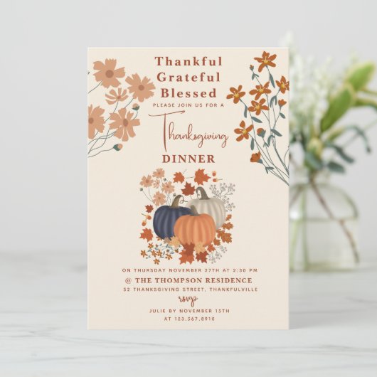 Thanksgiving van grateful Blessed Pumpkin Kaart (Staand voorkant)