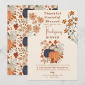 Thanksgiving van grateful Blessed Pumpkin Kaart (Voorkant / Achterkant)